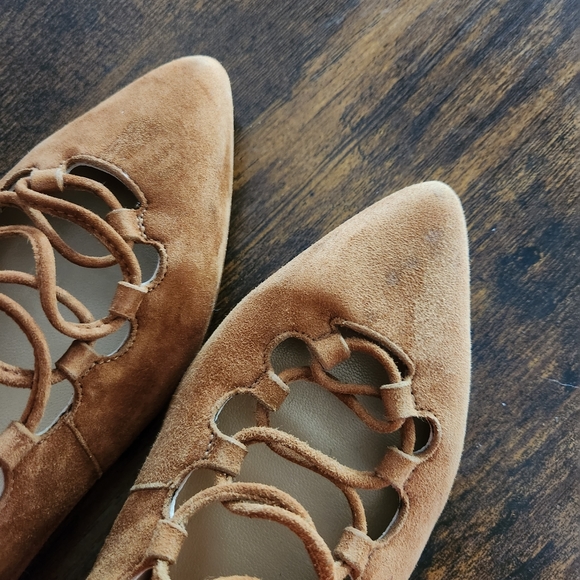 STUART WEITZMAN Brown Suede Stringdown Flats - Picture 8 of 12
